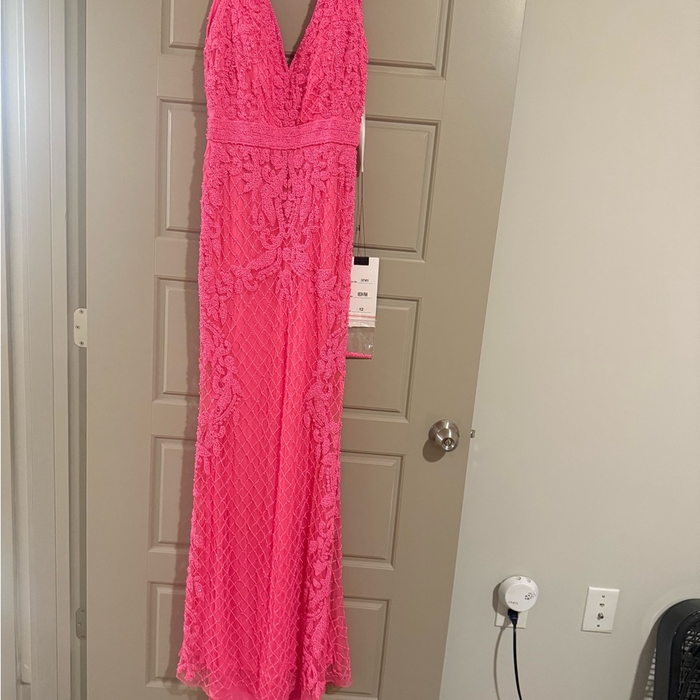 Primavera Couture Pink Lace Gown